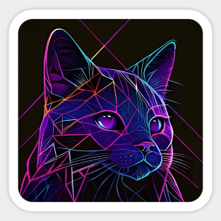 Synthwave Cat Sticker